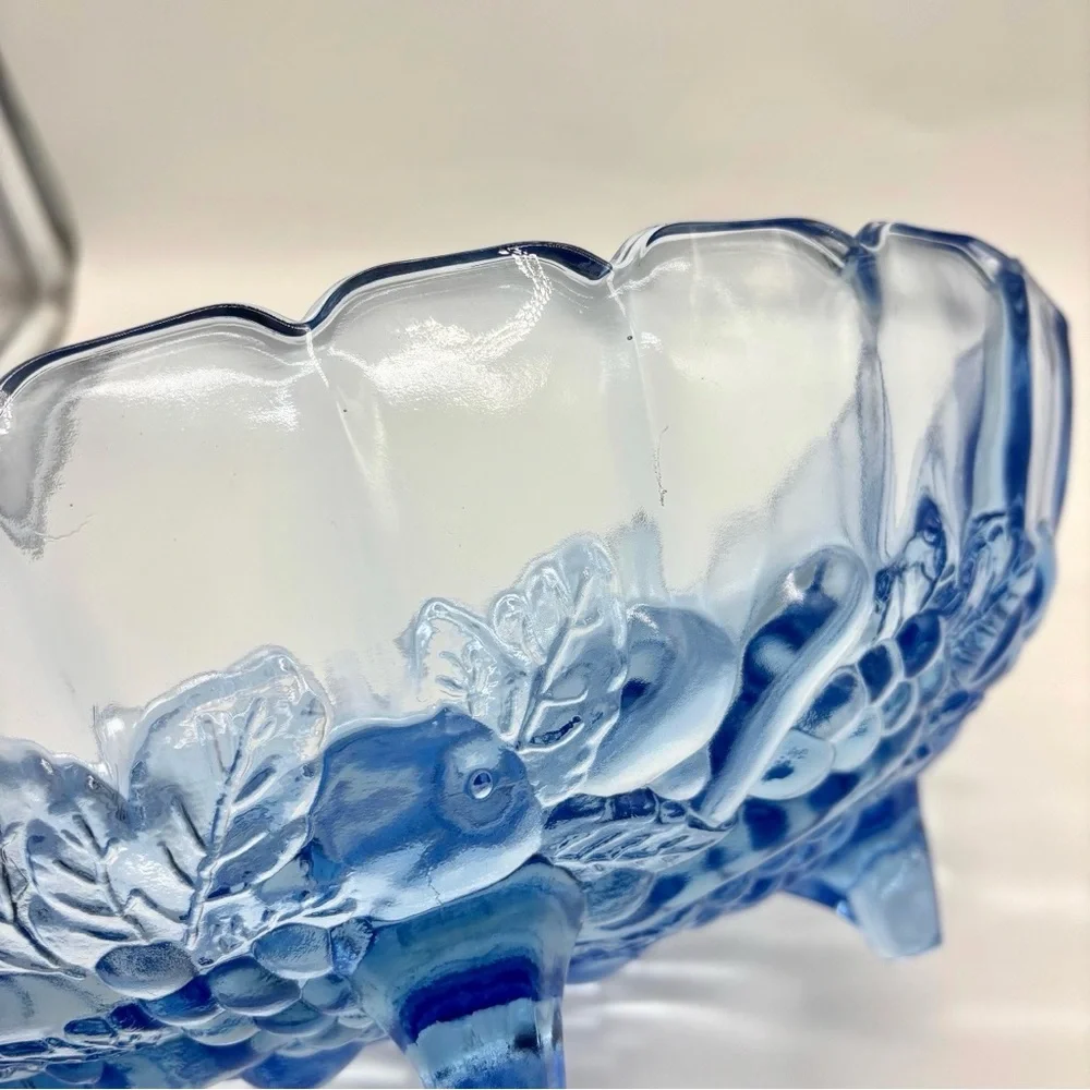 Indiana Glass “Garland” Footed Oval Bowl Riviera Blue - Picture 7 of 7